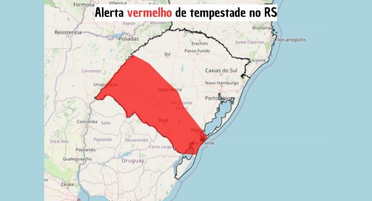 Alerta vermelho para tempestades no Rio Grande do Sul